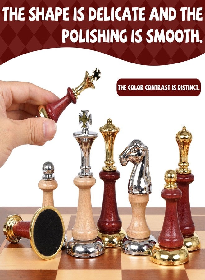 Kvintes Large Wooden Chess Set with Metal & Wooden Chess Pieces, Luxury 17 Inch Chess Board Game with 2 Extra Queens, Premium Classic Strategy Board Game for Adults, Kids, Beginners & Gift Lovers - Image 2